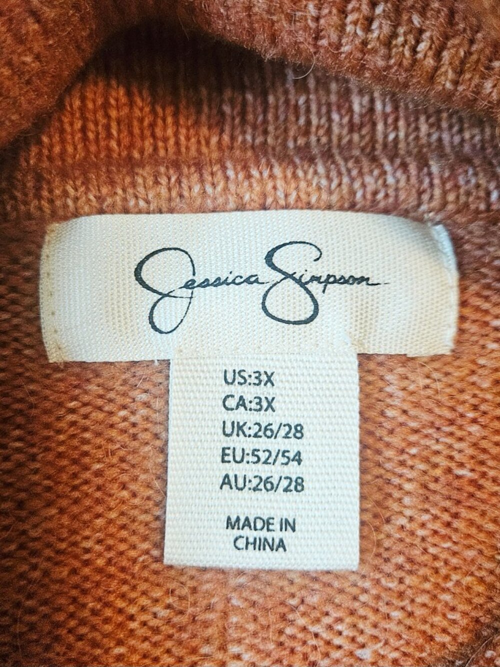 Jessica Simpson Women's Plus Size 3X Sweater Pullower Oversize Cowl Neck Copper - Picture 3 of 4